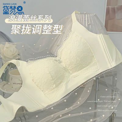 黛梦思蕾丝内衣女小胸聚拢收副乳防下垂调整型大胸显小文胸罩