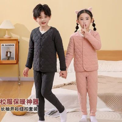 儿童校服神器桑蚕丝套装棉服保暖加厚棉衣三层内胆中大童棉袄