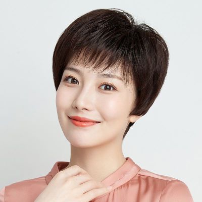 假发全真发头套短卷发假发女新款透气高档中老年自然短轻薄妈妈头