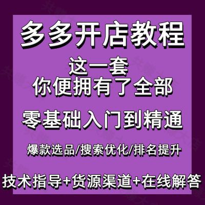 2025多多运营开店培训课程教程新手入门小白创业1v1虚拟产