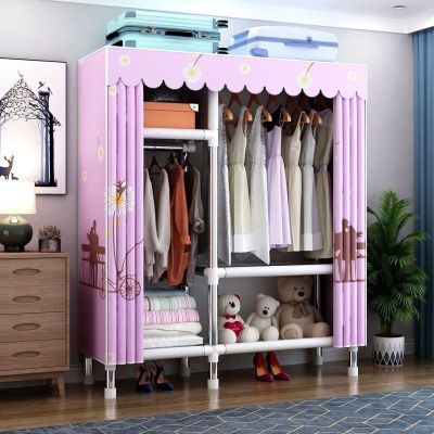 简易衣柜布衣柜钢管加粗加固挂式接头家居便携单人钢管布简易衣橱