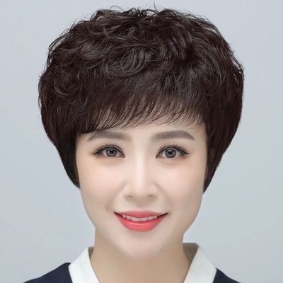 假发中老年人大卷头发自然卷发6070妈妈真发头套超自然