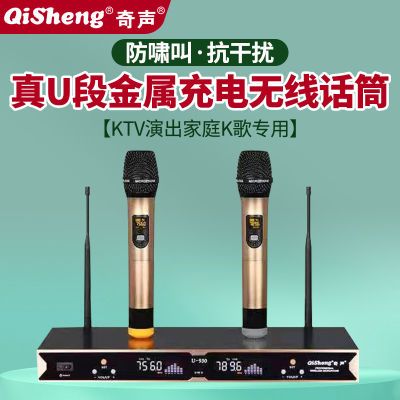 奇声无线话筒通用一拖二专业ktv直播家用会议演出家庭u段麦克风