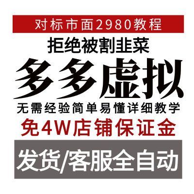 2024年多多虚拟开店运营教程对标2980新手入门开网店全新