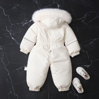 婴幼儿加绒保暖加厚宝宝滑雪服连体衣爬服2024冬季新款童装【