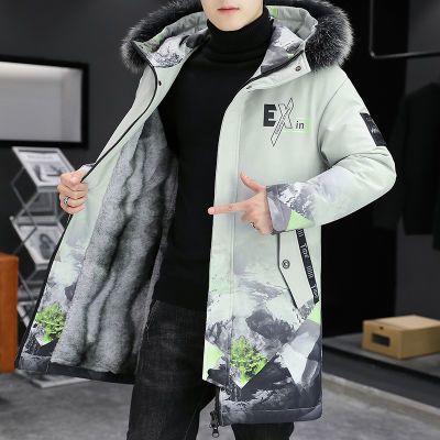 派克服男士外套2024冬季加绒加厚棉衣中长款冬装棉袄韩版潮流棉服