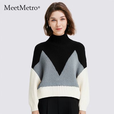 ���ڲ�����MeetMetro������ƴ��ײɫ����ë��Ů2025�ﶬ�¿������֯����� 306Ԫ