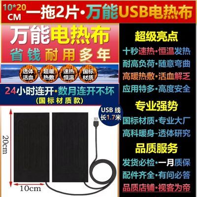 精品万能一拖二电热布(usb接口10*20cm)国标材质速热