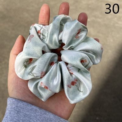 法式印花缎面韩版真丝醋酸发圈甜美丸子头发饰无痕扎马尾大肠发圈优惠商品图片