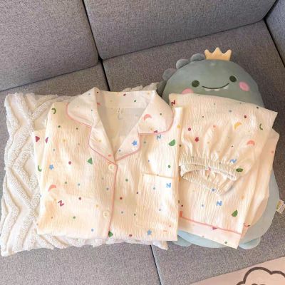 新款睡衣云朵棉夏季长袖长裤短袖套装可爱甜美卡通家居服少女