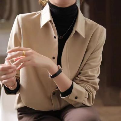 高级韩版宽松磨毛复古衬衫秋冬新款气质长袖衬衫女秋冬外穿别致