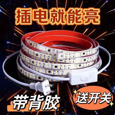 220v超亮led灯带开关客厅插头带防水背胶宿舍家用户外灯条灯带条优惠商品图片