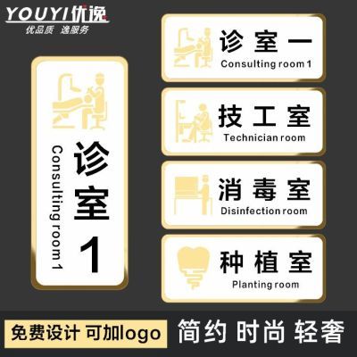 牙科口腔诊所科室标识牌诊室门牌定制CT清洗室种植室定做标示贴牌