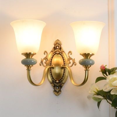 全铜美式新款单双头客厅背景墙卧室床头欧式餐厅楼梯现代简约壁灯