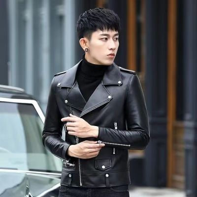 海宁PU皮夹克西装帅气潮流新款修身潮流机车常规款皮衣男士外套