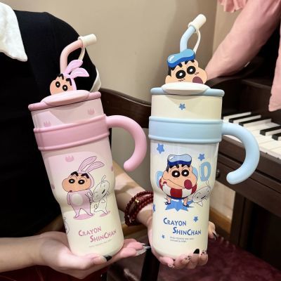 蜡笔小新联名保温杯大容量吸管水杯女生高颜值巨无霸保冷随行杯子