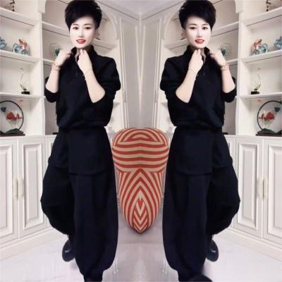 欧货潮牌半拉链卫捏褶松灯笼裤2025冬季新款休闲百搭时尚两件套爆