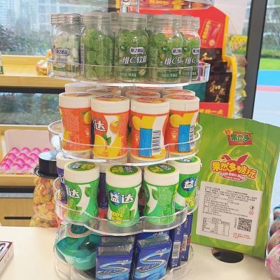 超市前台桌面旋转陈列架口香糖多层360度旋转展示架化妆品药店架