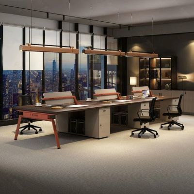 职员办公桌椅组合4四6人位简约现代电脑桌屏风员工卡座办公室家具