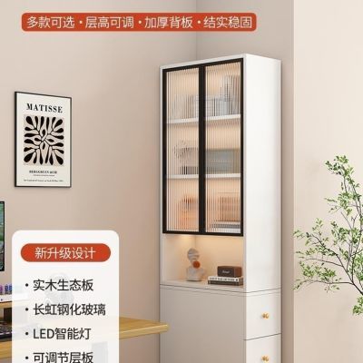 冰箱夹缝玻璃书柜置物柜玻璃门沙发边柜侧边超薄侧面墙角抽拉角柜