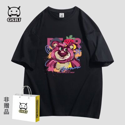 怪兽日记100%纯棉小众设计感印花短袖美式复古t恤女夏季上衣情侣