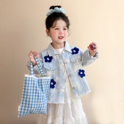 2025春韩版童装女童花朵牛仔外套潮流穿搭柔软舒适