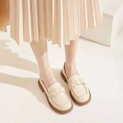 乐福鞋2025春夏新款鞋子平底英伦风小真皮单鞋一脚蹬易穿易脱女鞋