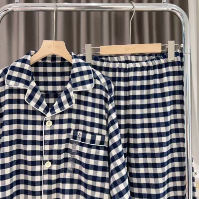 【豆家剪标】555长袖情侣款柔棉加厚居家翻领纯棉家居服套装优惠商品图片