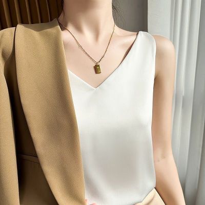 夏季遮肚吊带背心女内搭配西装美背缎面丝绸打底宽松上衣无袖外穿