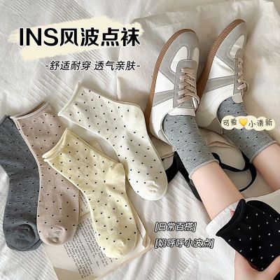 【5双装】ins森系软妹百搭复古波点洋气JK日系学生少女堆堆袜【3天内发货】优惠商品图片