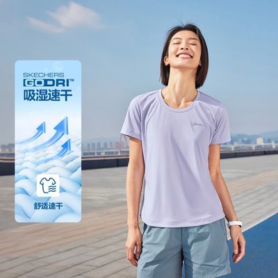 斯凯奇速干运动t恤女修身短袖t恤女P225W224