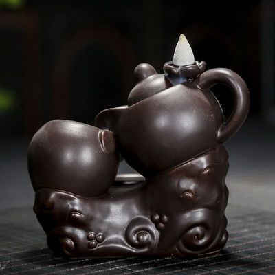陶瓷室内家用客厅摆件现代简约茶壶杯子茶具倒流香炉线香薰炉香道