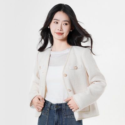 帕特纳气质名媛风小香风外套2025年春秋新款女经典V领百搭上衣