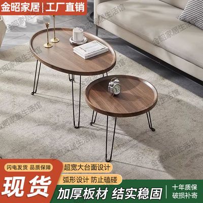 折叠茶几轻奢家用小户型客厅简约现代阳台茶桌圆形沙发酒店茶台