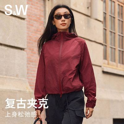 百亿补贴：SW连帽运动休闲外套女复古防水户外运动上衣夹克健身服防风登山服 75元
