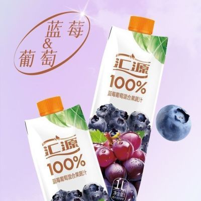 汇源果汁蓝莓葡萄/苹果梨混合口味果蔬汁1L*6盒整箱大瓶聚会
