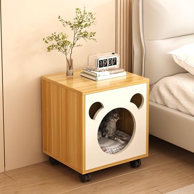 床头柜ins风猫共用家具狗窝床头收纳柜宠物用品一体冬季猫屋耐