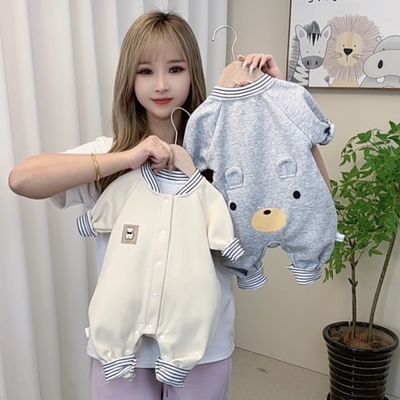 宝宝连体衣男宝女宝爬服春秋条纹卡通风A类哈衣幼儿长袖通用