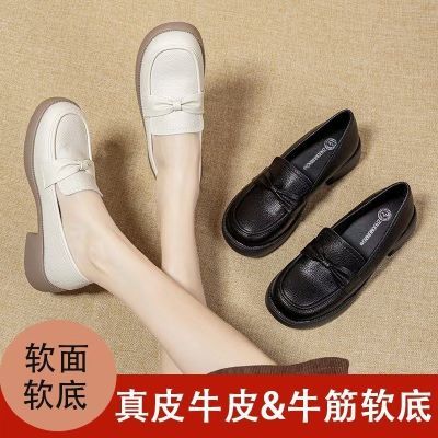 品牌断码乐福鞋软皮2025新款一脚蹬软底单鞋舒适英伦平底百搭