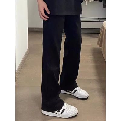 黑色牛仔裤男款夏季新款修身直筒显瘦微喇裤潮流百搭休闲长裤男