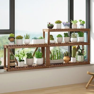 实木花架多肉架落地加宽阳台窗台置物特价支架靠墙窄架子加粗加厚