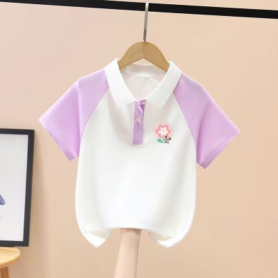 女童夏装短袖T恤纯棉新款夏季中大童女孩洋气Polo儿童上衣