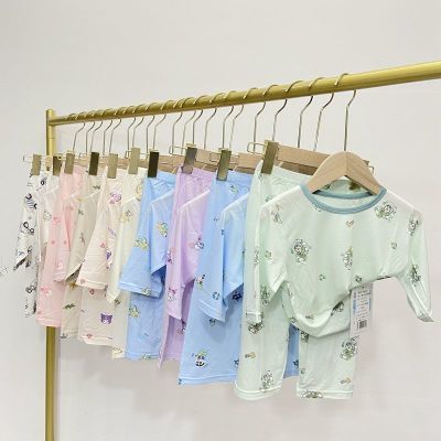 哆哥吉儿童夏款七分空调服无骨奥特曼宝宝家居服冰丝卡通睡衣套装