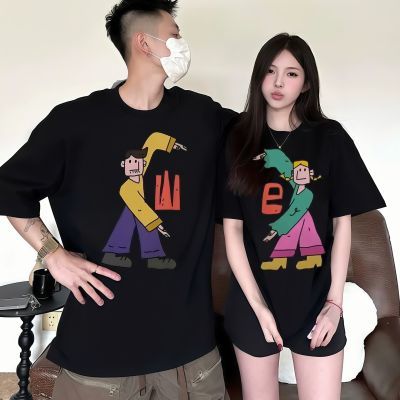 纯棉短袖新款T恤男女2025夏季印花潮流宽松潮牌情侣装上衣