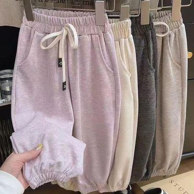 儿童春款纯色灯笼裤女童外穿束腿打底裤子男宝宝弹力直筒休闲长裤