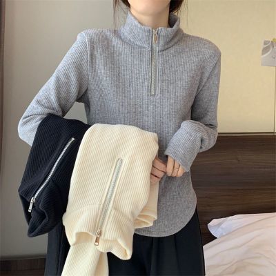 2-300斤特大码半拉链坑条打底衫女秋冬新款宽松显瘦保暖长袖