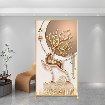 新款北欧屏风隔断背景墙直播间网红入户玄关画双面画布可移动座屏