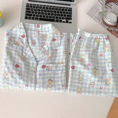 纯棉纱布月子服夏季薄款产后产妇哺乳衣孕妇睡衣夏天带胸垫怀孕期