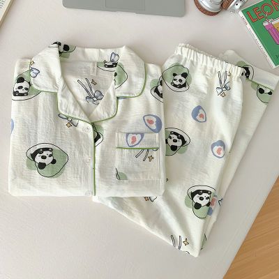 纯棉纱布月子服夏季薄款产后产妇哺乳衣孕妇睡衣夏天带胸垫怀孕期