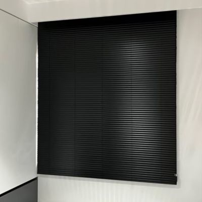 黑色ins风隐孔哑光铝百叶窗拉珠遮光卫生间窗厨房卷帘折叠窗帘